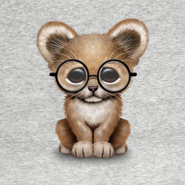 Cute Baby Lion Cub Wearing Glasses by jeffbartels